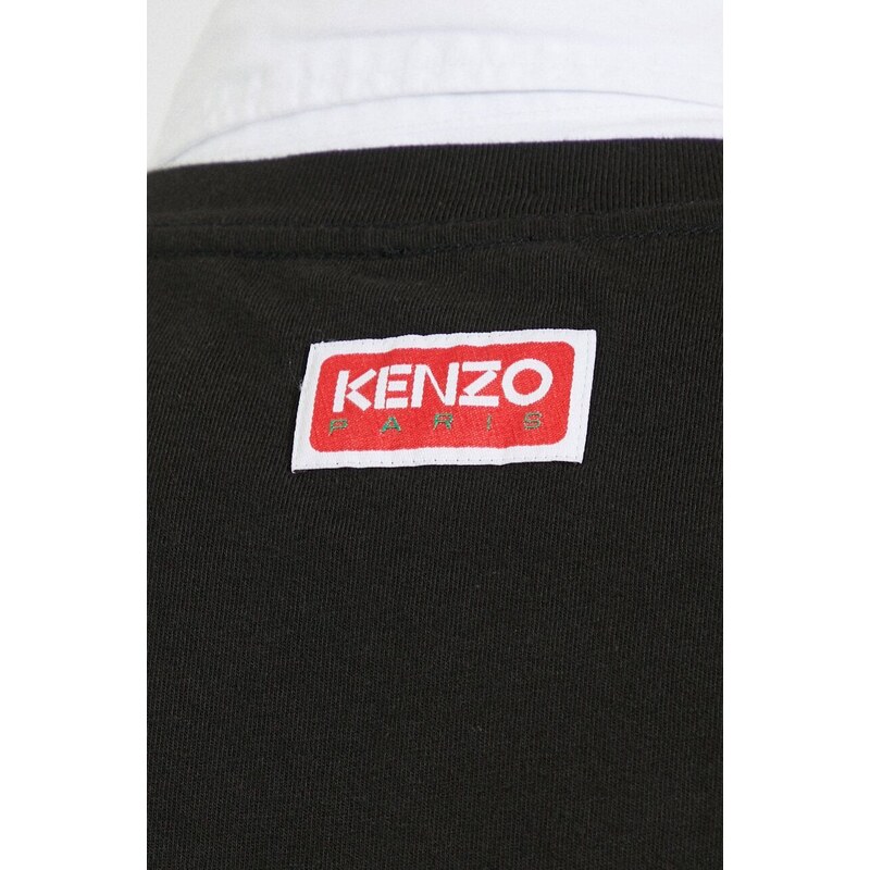 Bavlněné tričko Kenzo Oversized T-Shirt černá barva, s potiskem, FD65TS0064SG.99J