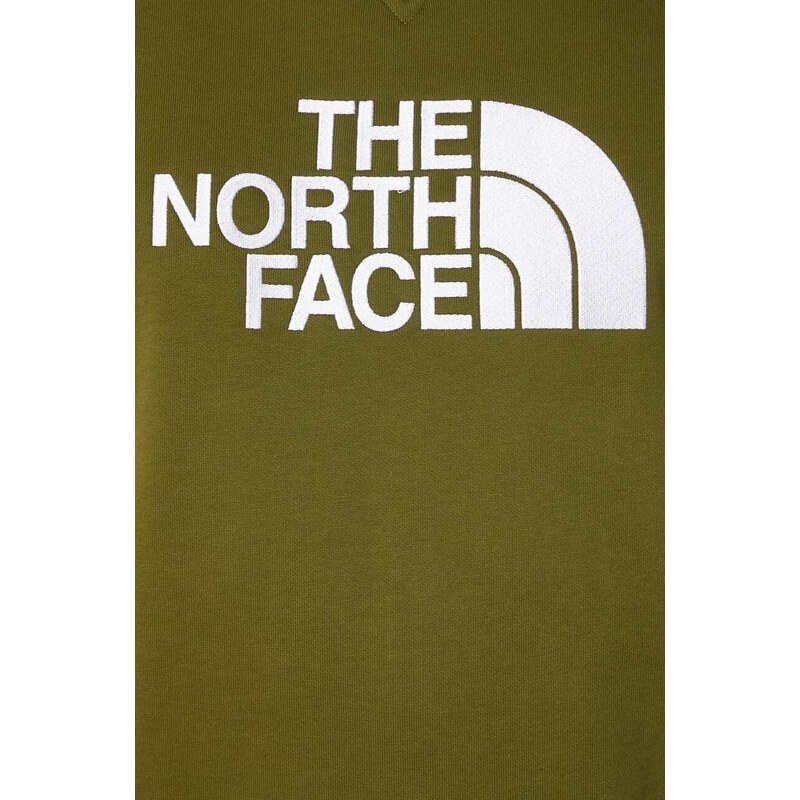 Bavlněná mikina The North Face M Drew Peak Crew pánská, zelená barva, s potiskem, NF0A4SVRPIB1