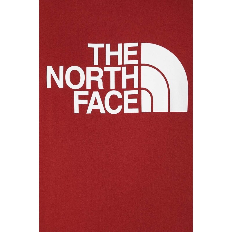 Bavlněné tričko The North Face M S/S Easy Tee vínová barva, s potiskem, NF0A87N5POJ1