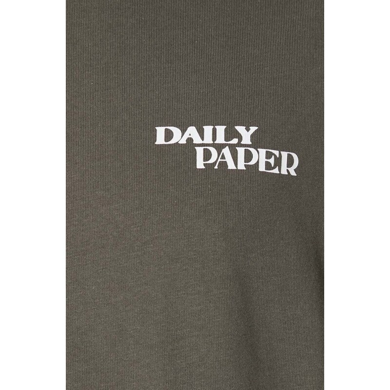 Bavlněné tričko Daily Paper Hand In Hand SS zelená barva, s potiskem, 2411102