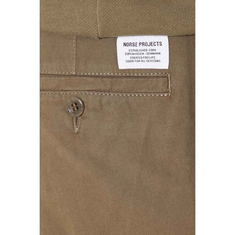 Bavlněné šortky Norse Projects Aros Regular Organic zelená barva, N35.0597.8076