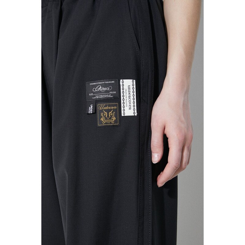 Vlněné kalhoty Undercover Pants černá barva, široké, high waist, UC1D1501.3