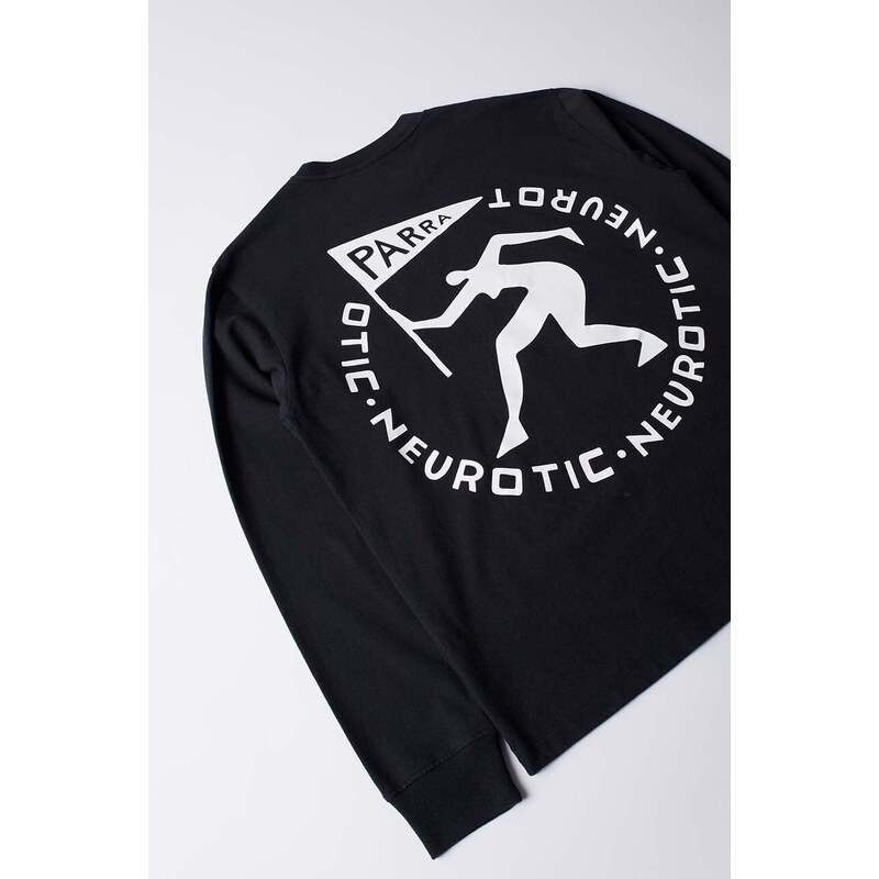 Bavlněné tričko s dlouhým rukávem by Parra Neurotic Flag Long Sleeve černá barva, s potiskem, 51210