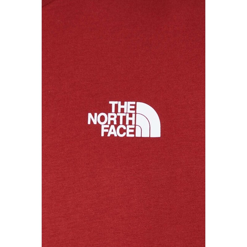 Bavlněné tričko The North Face M S/S Redbox Tee vínová barva, s potiskem, NF0A87NPPOJ1