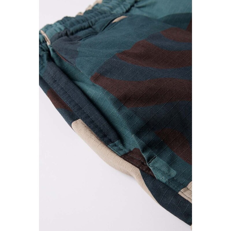 Bavlněné šortky by Parra Distorted Camo Shorts zelená barva, vzorované, 51242