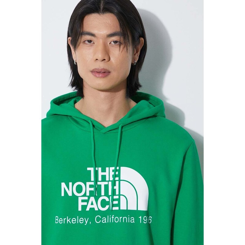 Bavlněná mikina The North Face M Berkeley California Hoodie pánská, zelená barva, s kapucí, s potiskem, NF0A55GFPO81