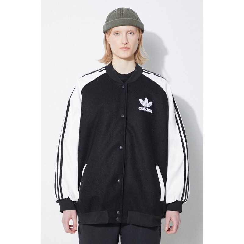 Bomber bunda adidas Originals SST Oversize VRCT černá barva, přechodná, oversize, IR5519