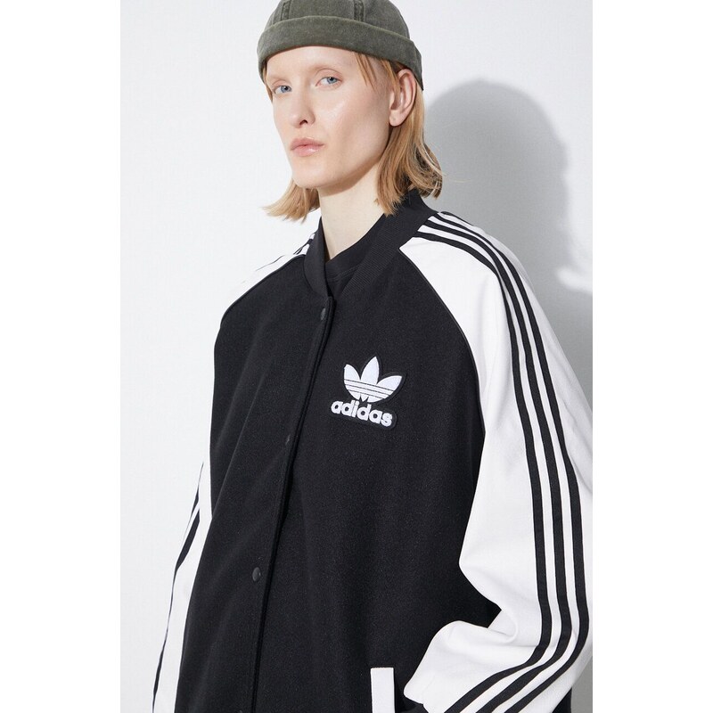 Bomber bunda adidas Originals SST Oversize VRCT černá barva, přechodná, oversize, IR5519