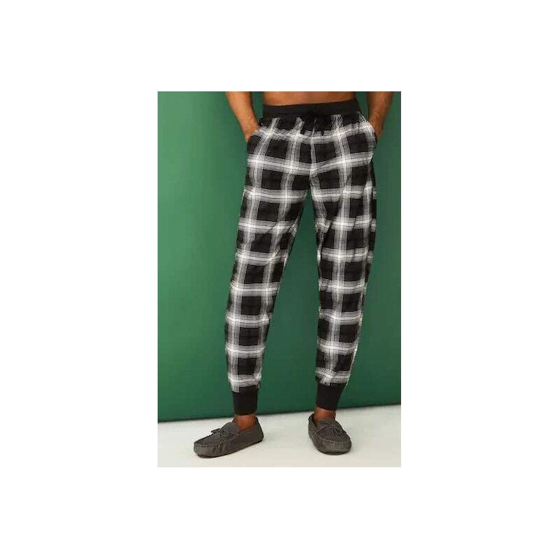 F&F Pyžamové kalhoty dlouhé Černobílé M