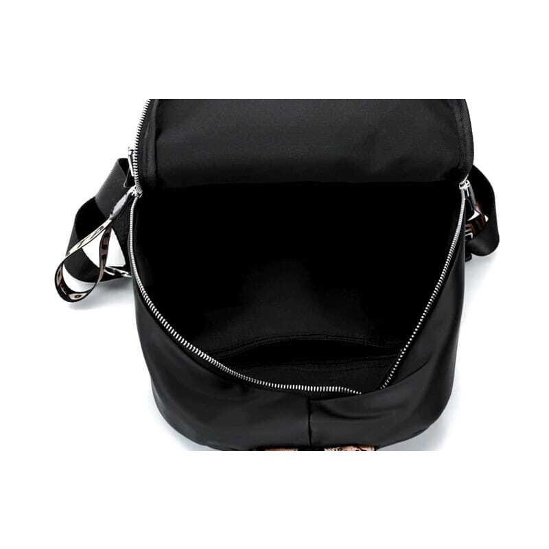 Camerazar Dámský batoh v retro stylu, černý, 100% bavlna a ekokoža, 30x25 cm