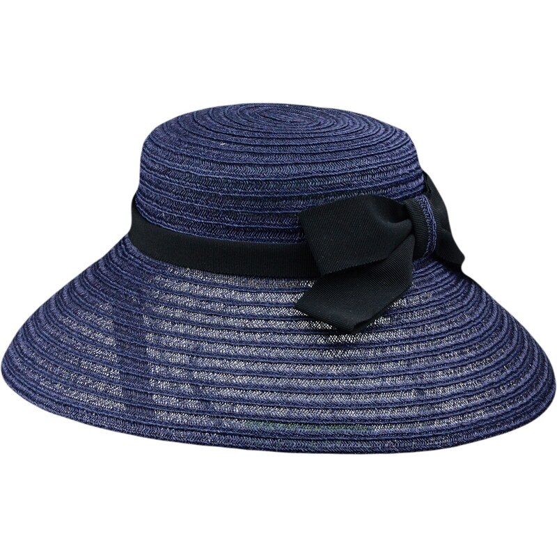 Dámský elegantní klobouk Audrey v modré barvě s černou mašlí - Mayser
