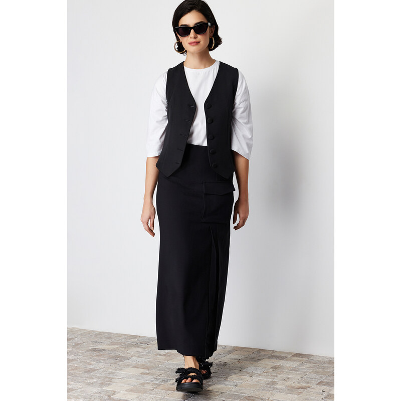 Trendyol Black Woven Fabric Long Pencil Skirt