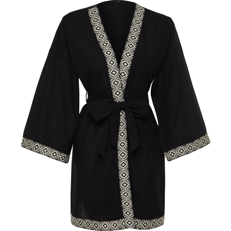 Trendyol Black Mini Woven Kimono & Kaftan