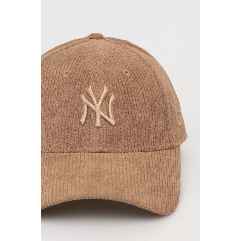 Manšestrová kšiltovka New Era hnědá barva, s aplikací, NEW YORK YANKEES