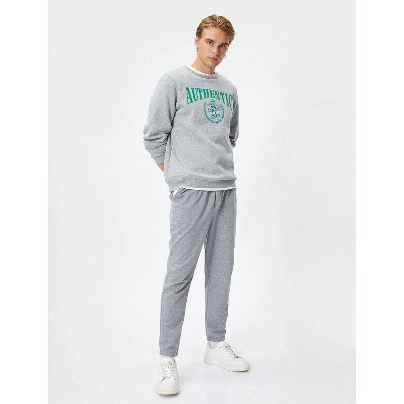 Koton 4WAM40003MK Men's Cotton Tracksuit Bottoms GRAY