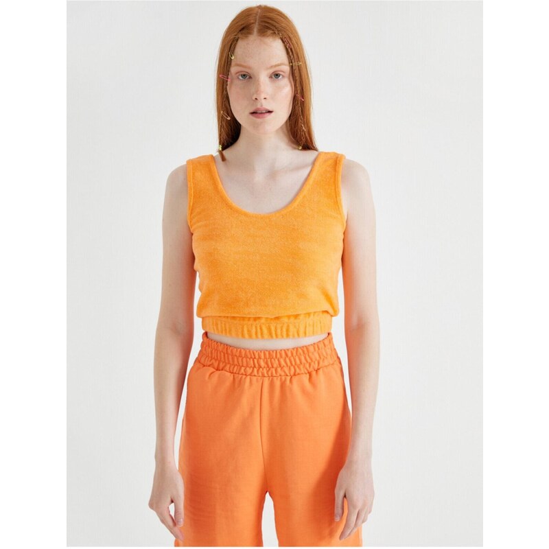 Koton Women's Orange Crop Body with Elastic Waist Detailed