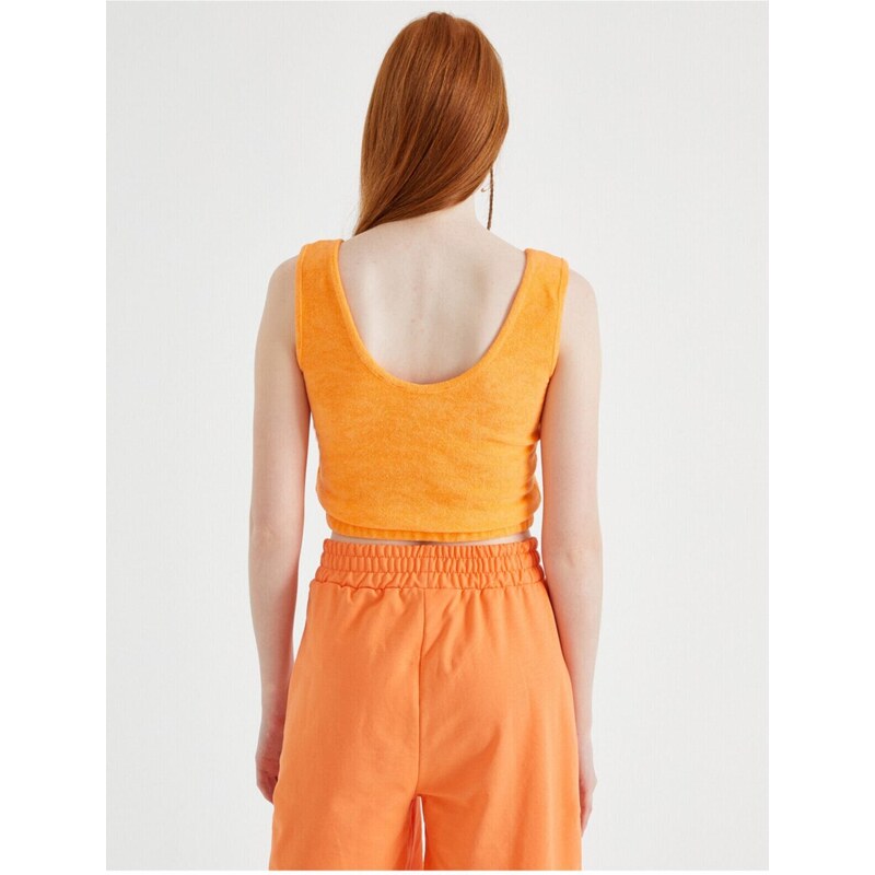 Koton Women's Orange Crop Body with Elastic Waist Detailed