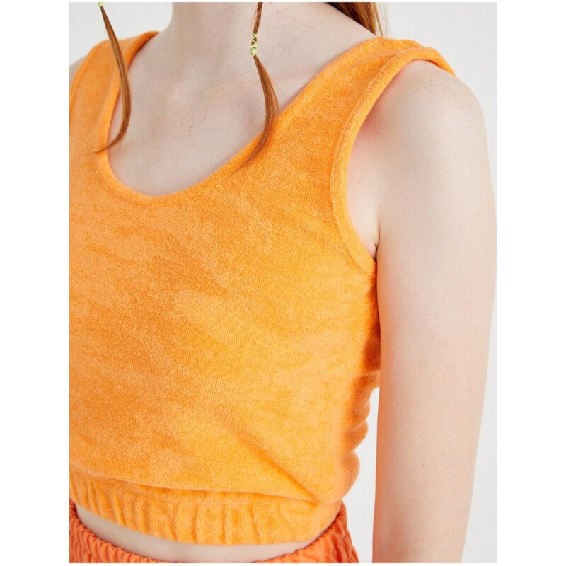 Koton Women's Orange Crop Body with Elastic Waist Detailed