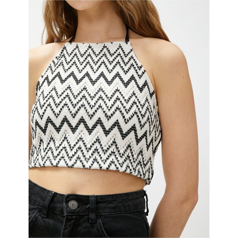 Koton Crop Athlete Halterneck Knitted Pattern