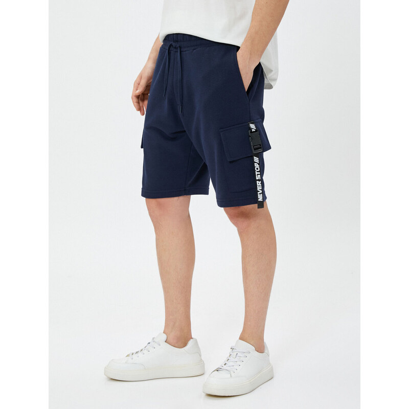 Koton Cargo Shorts with Pockets, Buttons and Ribbed.