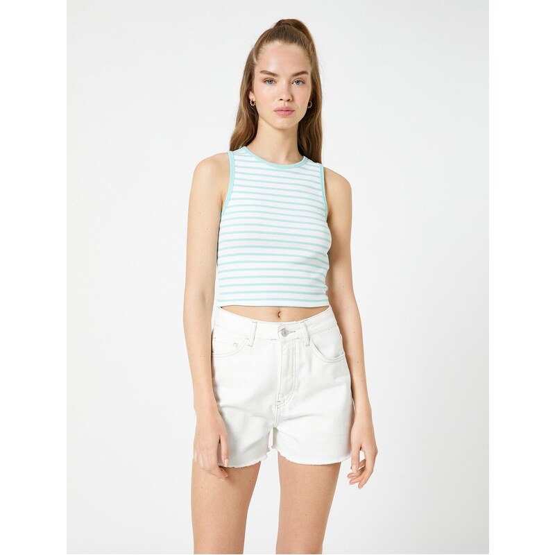 Koton Crop Corduroy Athlete Halterneck Piping Detailed