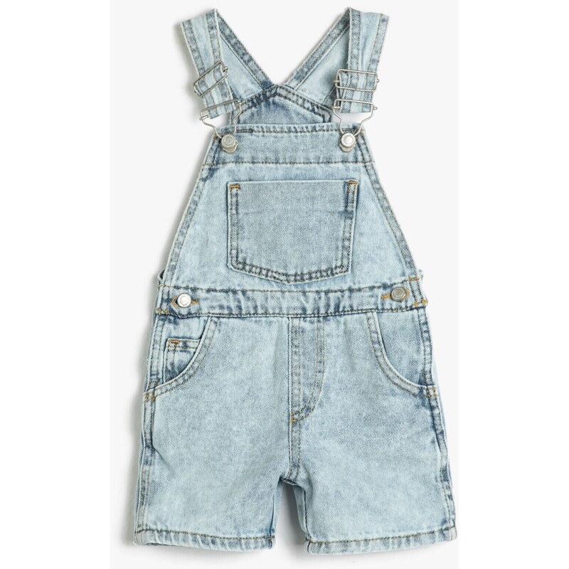 Koton Denim Bib Overalls Shorts With Pocket Cotton Cotton