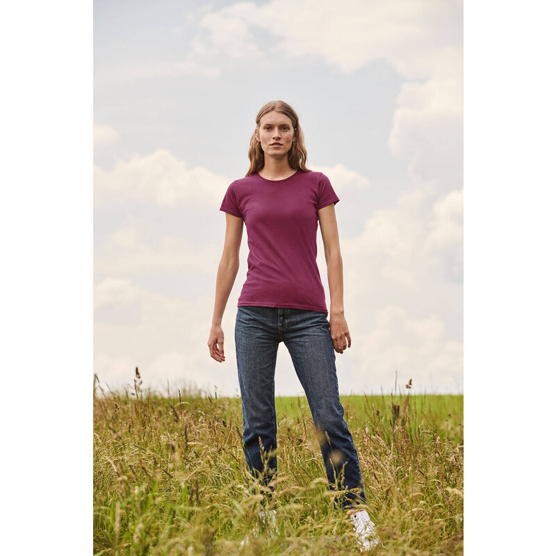Iconic Burgundy Womens T-shirt in combed cotton Fruit of the