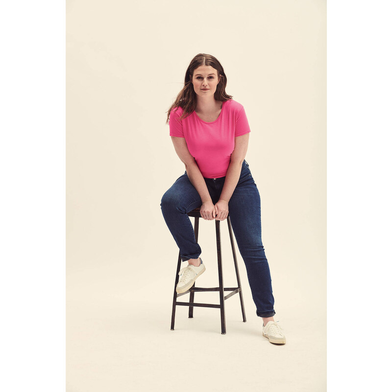 Pink Iconic womens t-shirt in combed cotton Fruit of the Loom