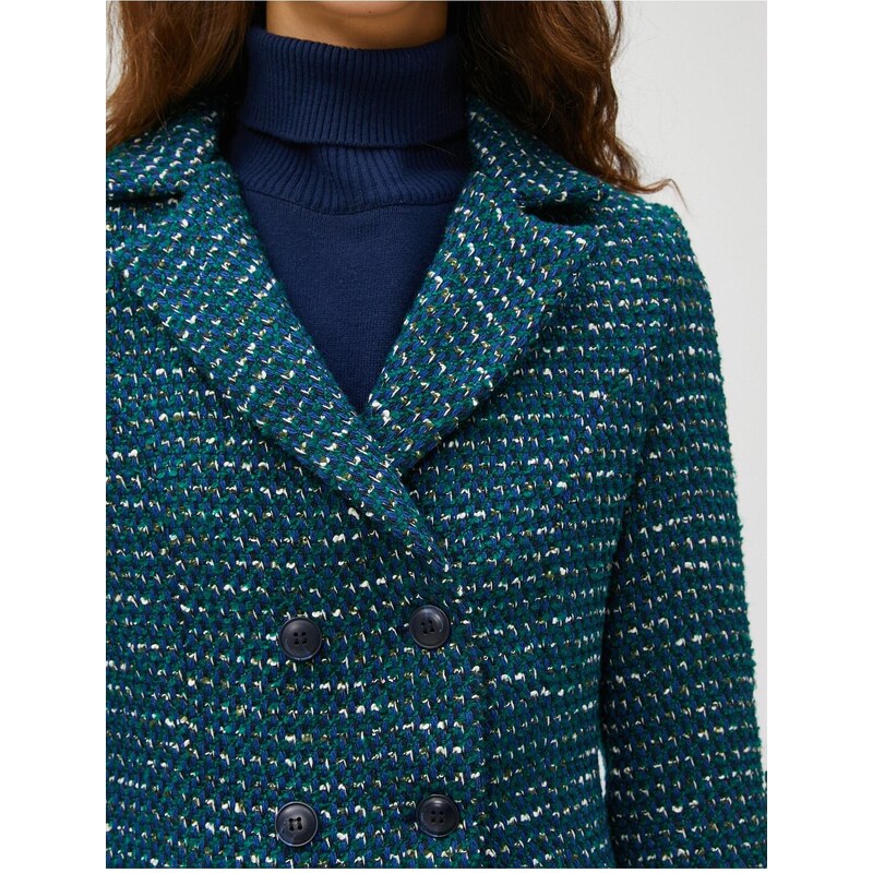 Koton Crop Blazer Tweed Buttoned Lined