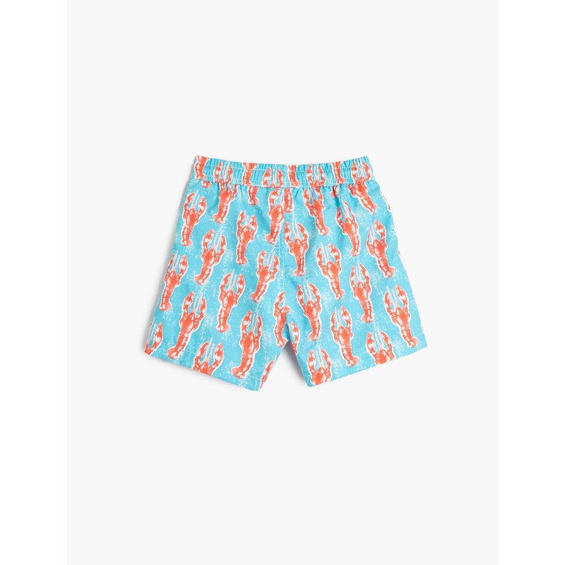 Koton Marine Shorts Lobster Printed Fishnet Lined.