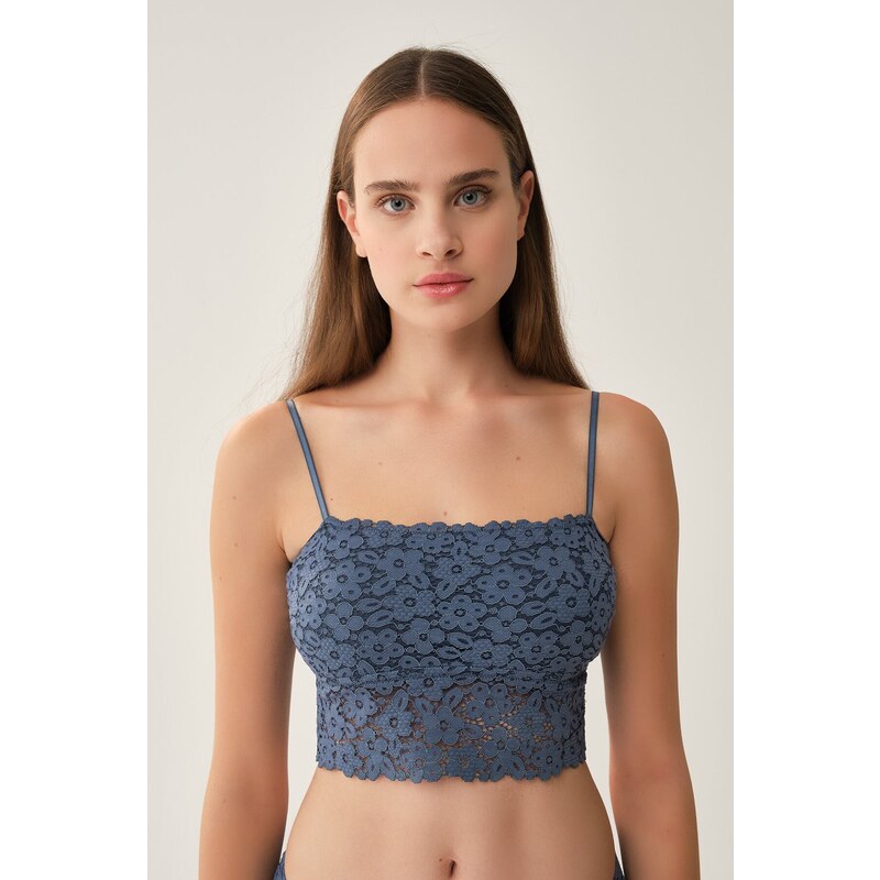 Dagi Petrol Non-Wireless Strapless Bustier Bra