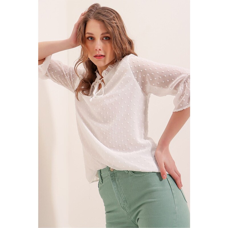 Bigdart 0415 Chiffon Blouse - White