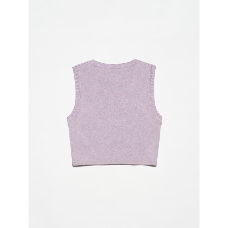 Dilvin 10172 Crew Neck Sleeveless Sweater-lilac M