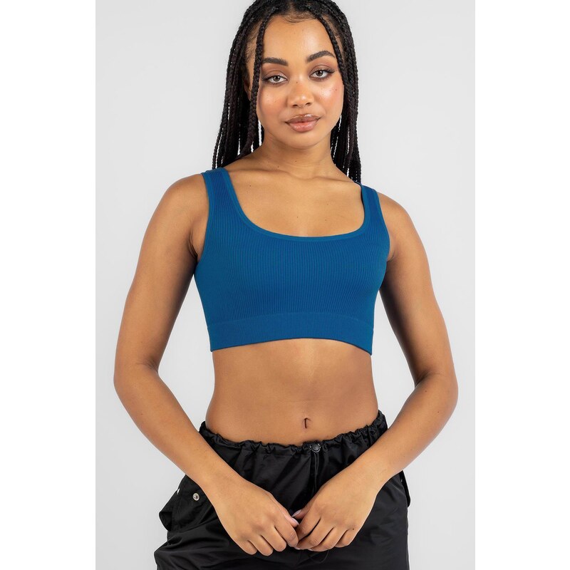 Madmext Sax Strap Basic Crop Top Blouse