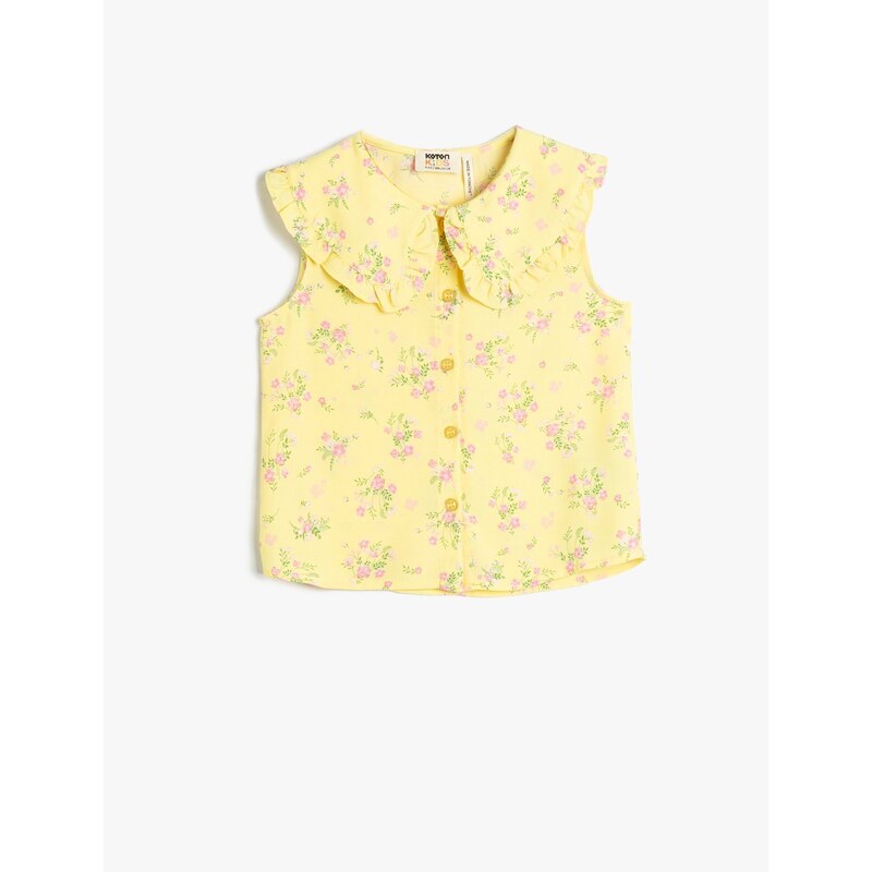 Koton Shirts are Sleeveless, Wide, Baby Collar Floral