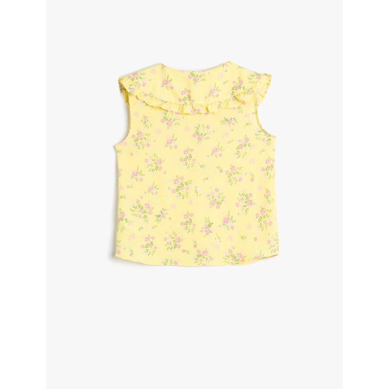 Koton Shirts are Sleeveless, Wide, Baby Collar Floral