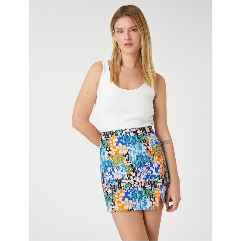 Koton Slim Fit Mini Skirt with Slits in the Side