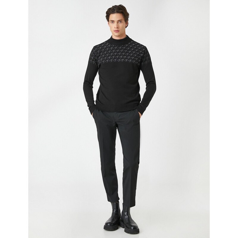 Koton Knitwear Sweater Half Turtleneck Crowbar Detailed