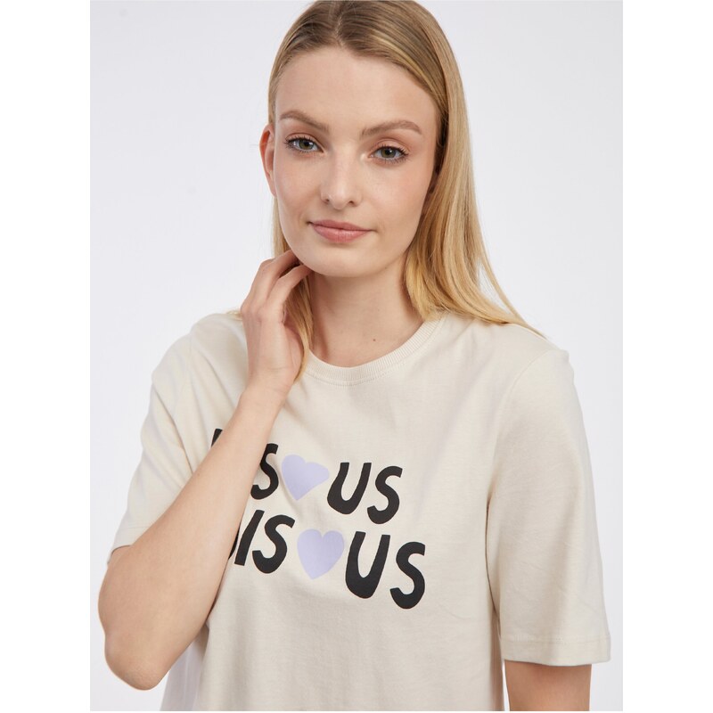 Béžové dámské vzorované tričko ONLY Jasmin - Dámské