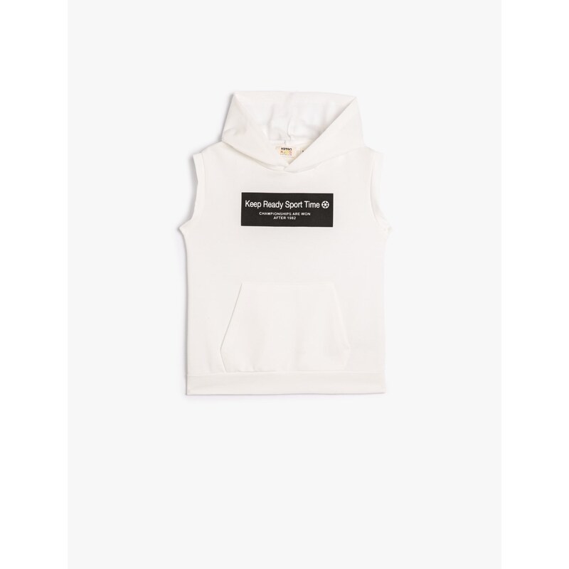 Koton Hooded T-Shirt, Sleeveless, Kangaroo Print with Pocket