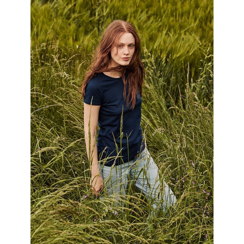 Navy blue Iconic womens t-shirt in combed cotton Fruit of the