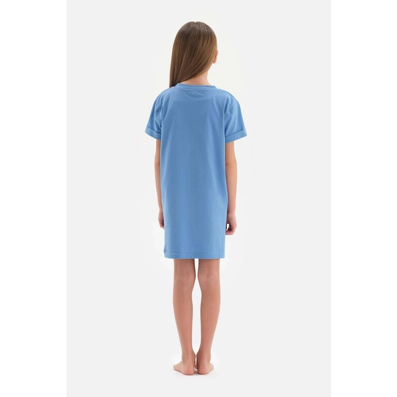 Dagi Girls Blue Coral Printed Short Sleeve Nightgown