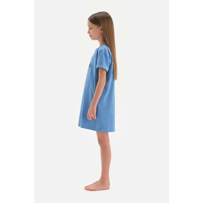 Dagi Girls Blue Coral Printed Short Sleeve Nightgown