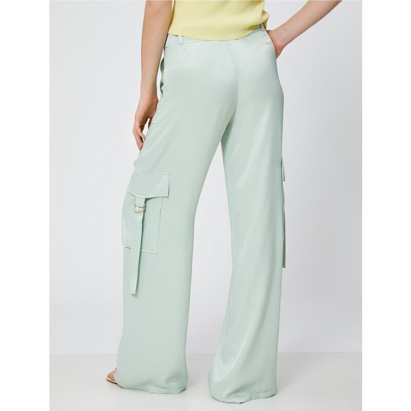 Koton Melis Ağazat X Cotton - Viscose Cargo Pants With Pockets