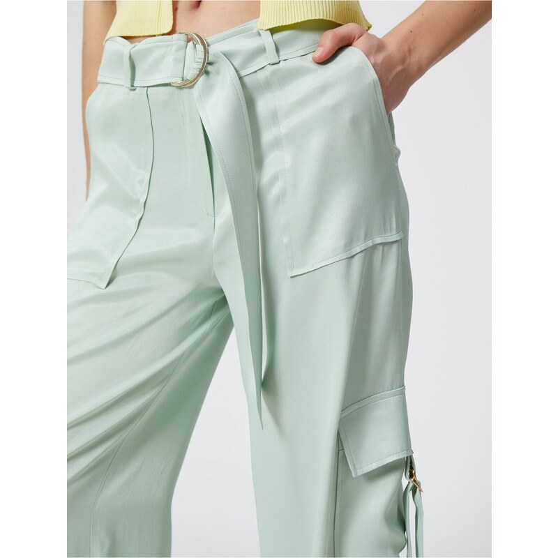 Koton Melis Ağazat X Cotton - Viscose Cargo Pants With Pockets