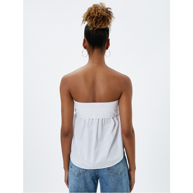 Koton Strapless Blouse Button Detailed Cotton