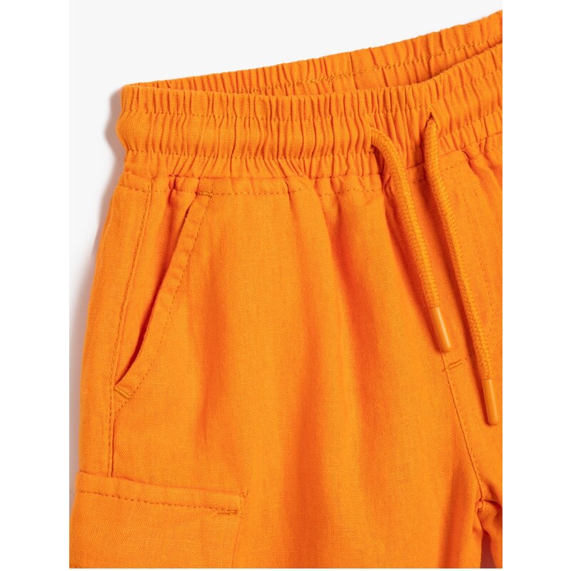 Koton Linen Shorts with Tie Waist Pockets