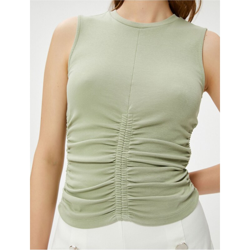 Koton Sleeveless Blouse Slim Fit Shirring Detailed