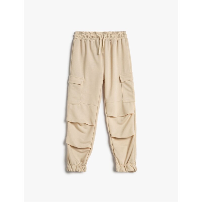 Koton Cargo Sweatpants with Layer Details Side Pockets with Tie Waist.