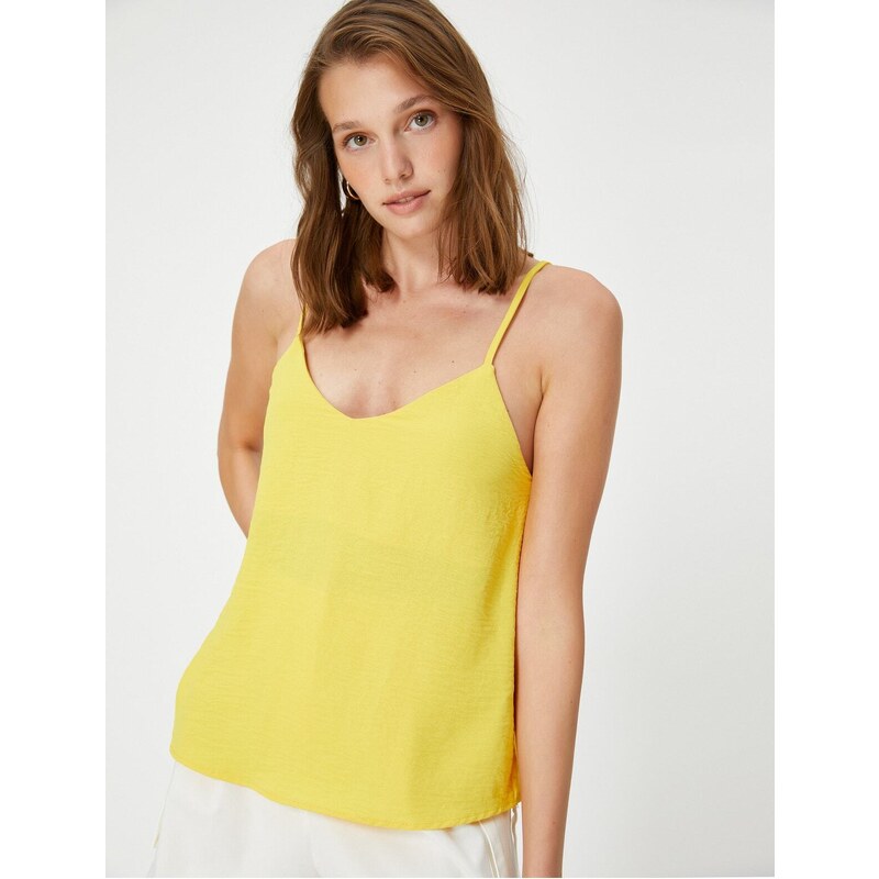 Koton V-Neck with Textured Straps Blouse